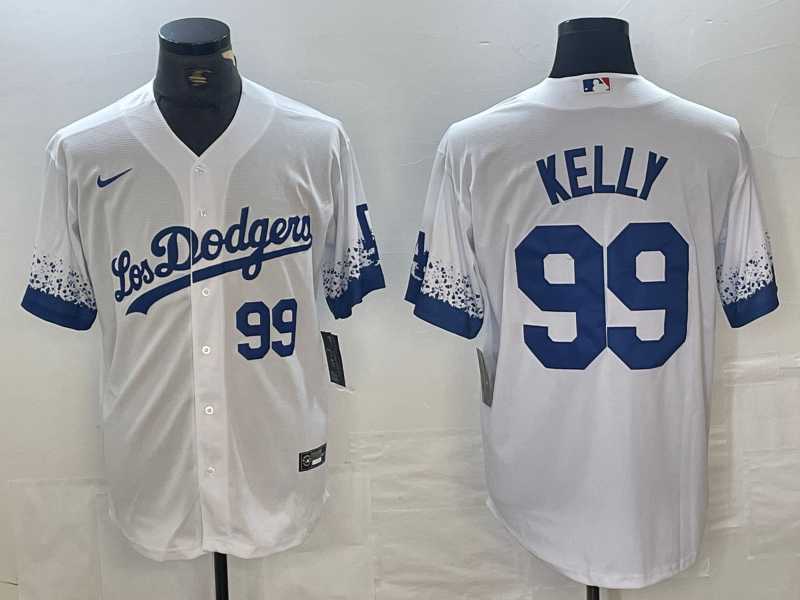 Men%27s Los Angeles Dodgers #99 Joe Kelly Number White 2021 City Connect Cool Base Stitched Jerseys->los angeles dodgers->MLB Jersey
